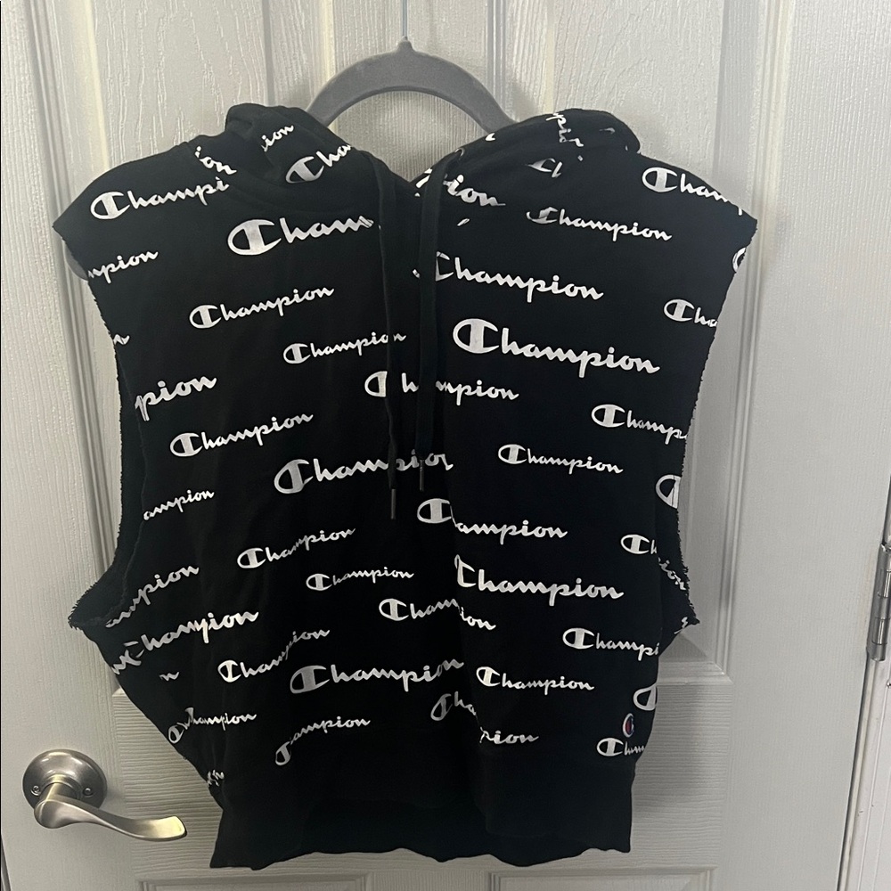 Champion Black and White Logo Sleeveless Vest